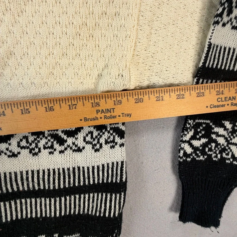 Rainbow Ridge Vintage Sweater Medium Cream Black Fair Isle Nordic Knit Korea 80s